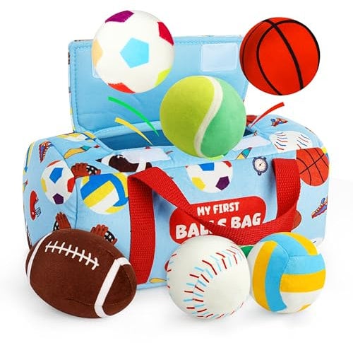 Vanmor Sensory Sports Balls for Toddlers, Baby Toys with Travel Bag, Early Learning Toys for Babies 12+ Months. Perfect for Sensory Development and On the Go Play, Great Gift for Little Ones