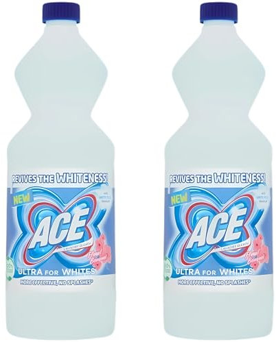 Ace For White laundry Bleach Pack of 2 (1L Each) - Powerful Stain Remover For Clothes, Effective Whitener For White Clothes, More Effective and No Splashes