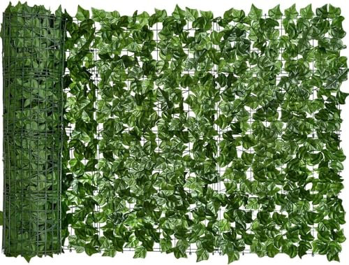 MF artSHOP Siepe Edera Finta in PVC, 1x3 m, per Giardino, Balcone, Decorazione Interna/Esterna, Pannello con Foglie Artificiali Anticaduta + Fascette per assemblaggio