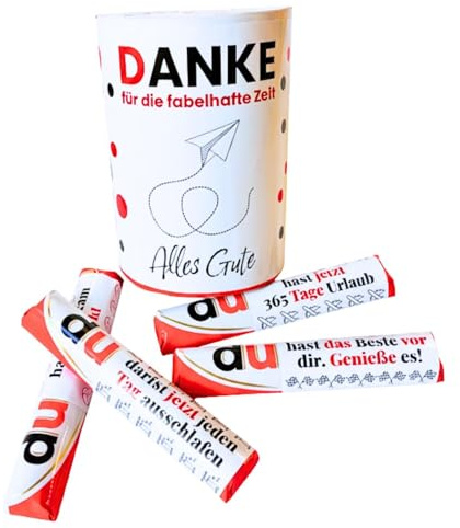 Abschiedsgeschenk Kollegen zur Rente – 20 Banderolen + 2 Box Sticker passend für Duplo 10er, kreatives DIY Geschenk für Kollegin, Chef, Mitarbeiter zum Ruhestand, Verabschiedung, Pensionierung