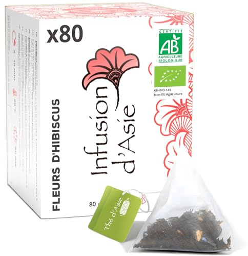 Khla - Fiori di Ibisco Bio - 80 Bustine Piramidali - Tisana e Infuso Benessere - Idratazione e Digestione - Calda o Fredda - Floreale e Aromatica - Tè Biologico Antiossidante - Origine Egitto