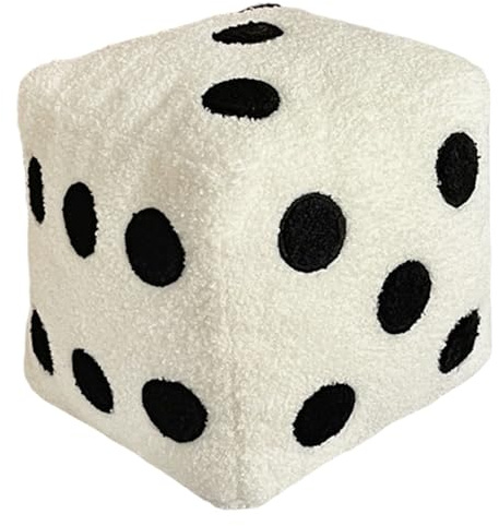 Licsaliwe Würfelkissen 20 x 20 cm, weiches Plüsch-Deko-Wurfkissen für Gaming-Raumdekoration, einzigartiges Kissen im Y2K-Stil für Bett, Sofa, Stuhl, weiß