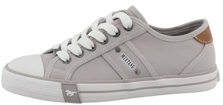 MUSTANG Damen Low-Top Sneaker, Frauen Halbschuhe,Freizeitschuhe,Turnschuhe,Laufschuhe,schnürschuhe,schnürer,straßenschuhe,Grau,39 EU