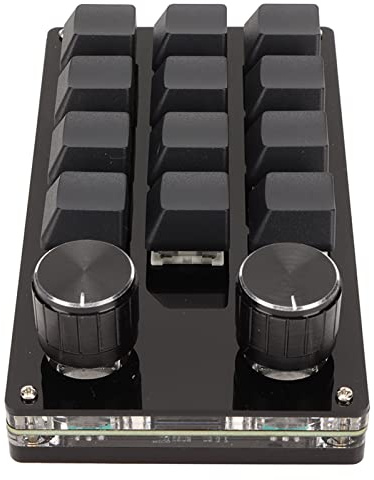 Taidda Mini Clavier Mécanique 12 Touches 2 Boutons Interrupteur Bleu Clavier de Jeu Programmable rétro-éclairé Rvb pour Contrôle Industriel de Bureau Acrylique