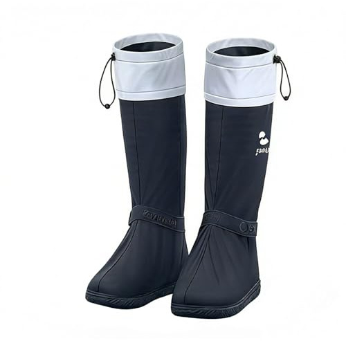 Pangolin Surchaussures de pluie hautes imperméables pour femme et homme, couvre chaussures réutilisables avec fermeture éclair latérale, cordon de serrage