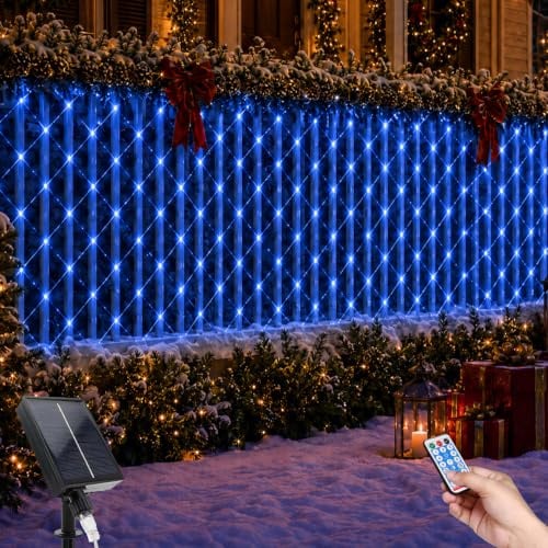 Guirnalda de Luces LED para Exteriores, 2*3M 192LED con Control Remoto, 8 Modos de Iluminación Resistente al Agua con Enchufe para Arbustos Jardín Árbol de Navidad Habitación (azul, 2*3M)