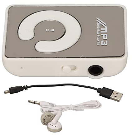 Lettore musicale MP3, Mini clip portatile in metallo Lettore Mp3 sportivo Lettore musicale portatile Mini lettore MP3 con clip posteriore Lettori MP3 senza schermo con slot per (Bianca)