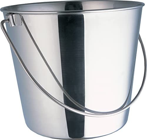 Indipets Heavy Duty Stainless Steel Pail - 2 Quart - Durable Dog Food and Water Storage