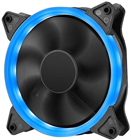 JUSTOP 120MM Blue LED PC Case Cooling Fan 12CM With 22x Blue LED Ring With 3-Pin Motherboard / 4-Pin Molex Connectors / 4x Screws Included