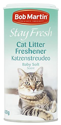 4 x Bob Martin Stay Fresh Cat Litter Freshener Baby Soft Powder Scent 400g