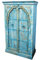 Marrakesch Boho Kleiderschrank Schrank in Blau aus Holz massiv 160cm | Highboard Mehrzweckschrank Baya für Wohnzimmer Flur und Schlafzimmer als Orientalische Möbel | Aktenschrank für das Büro