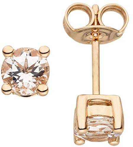 Ohrstecker Solitär Ohrringe mit rosa Morganite, 585 Gold Rotgold Rosegold