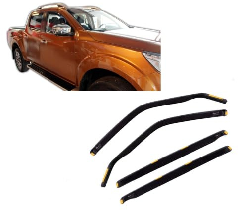 J&J AUTOMOTIVE Windabweiser passend für Nissan Navara 4 NP300 4-Türer ab 2015 4tlg, Heko Regenabweiser Vorne Hinten Getönt Dunkel Passform
