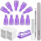 Gel Nail Remover Kit, MORGLES 10PCS Gel Nail Remover Clips, 300Pcs Wipe Cotton Pads, Files 100/180, Cuticle Pusher& Brush, Purple