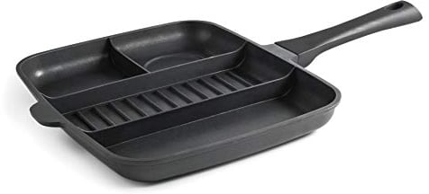 Lacor - Sartén titanium pro con antiadherente, Compartimentos individuales 4 en 1, Aluminio, 32x26 cm