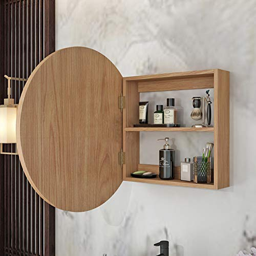 Admir Runde Spiegel Badezimmer Schrank, Wand Lagerregale Spiegel Kabinett Bad Holz Hausapotheke Organizer 2 Ebenen-a 60cm(24inch)