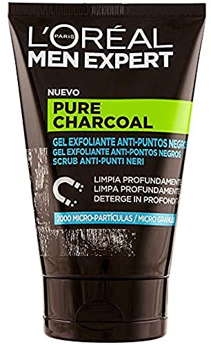 L'Oréal Paris Men Expert Detox Pure Charcoal Gesichtspeeling, angereicherte Formel mit pflanzlicher Kohle, 100 ml