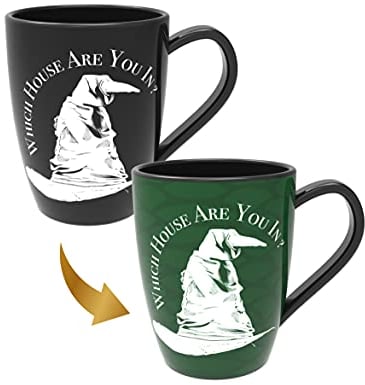 WOW! STUFF Harry Potter Sorting Hat Mug - Slytherin | Heat Age 14+ Reveals The Hidden Hogwarts House | Thermal Pattern Change, Black