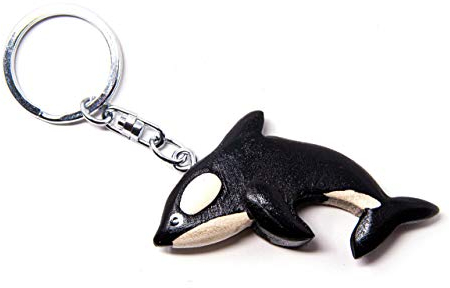 Cornelißen Schlüsselanhänger Orca, aus Holz und Metall, Schwertwal Wassertier Meerestier