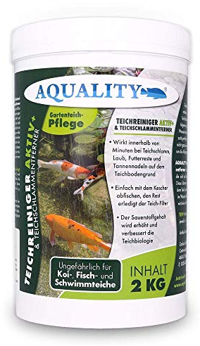 aquality Teichreiniger & Teichschlammentferner (Wirkt innerhalb von Minuten - Teichschlamm, Laub, Futterreste und Tannennadeln), Inhalt:2 kg