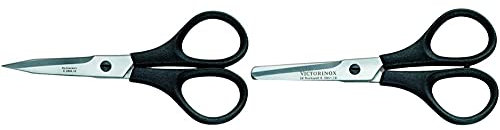 Victorinox Haushaltsschere, 10 cm Gesamtlänge, Kunststoffgriff, Edelstahl, Rostfrei, schwarz & Taschenschere, 13 cm Gesamtlänge, Kunststoffgriff, Edelstahl, Rostfrei, schwarz