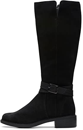 Clarks Maye Shine, Stivali ad Altezza Ginocchio Donna, Effetto Pelle Scamosciata Nera, 42.5 EU