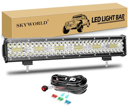 SKYWORLD LED Arbeitsscheinwerfer Bar 43cm 360W LED Scheinwerfer 12V 24V Arbeitslicht Zusatzscheinwerfer mit Kippschalter Kabelbaum für Auto Offroad Traktor PKW LKW SUV UTV ATV