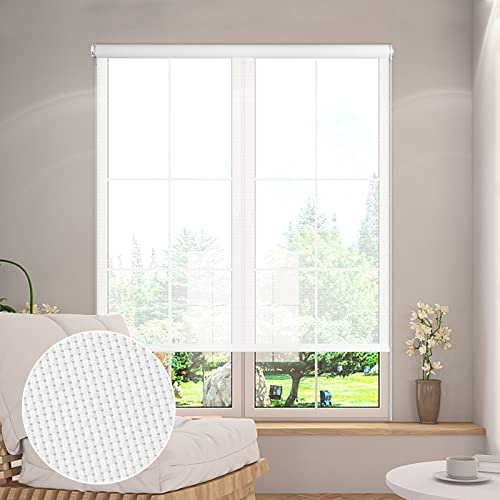 Kokorona Lichtfilternde Rollos für Fenster, Solar-Rollos, UV-Schutz, wasserdichter Stoff, durchscheinende Jalousien für Fenster, schwer entflammbar, einfache Installation, Weiß, 86 cm × 183 cm