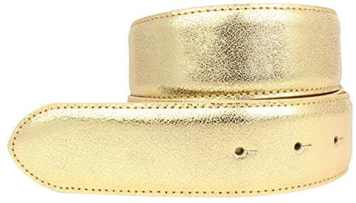 BELTINGER Hochwertiger Wechselgürtel Metall-Optik ohne Schnalle 4 cm | Druckknopf-Gürtel Metallic-Look 40mm | 4cm Echt Leder