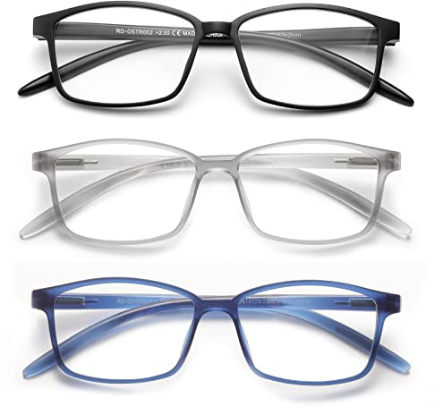 OKH Lesebrille für Damen Herren, Blaulichtblockierende Federscharnierleser, Anti-Augenbelastung/UV-Strahlung/Blendlicht/Brillen (2.0)