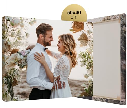 ecowalls Ihr Foto auf Leinwand 50x40 cm - Bild auf Leinwand mit Holzrahmen - Leinwand Bilder mit der Fotokorrektur und Retusche - Foto Leinwandbild Eigenes Foto - Personalisierte Geschenke