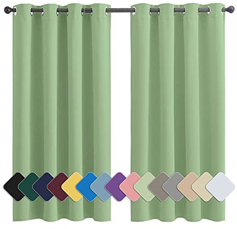 MENGH Thermogardine Schallschutz Vorhang Verdunkelnd Thermo Schalldämmend, für Schlafzimmer Gesund Wohnen hellgrün 1 Stück, 100x180cm(HxB)
