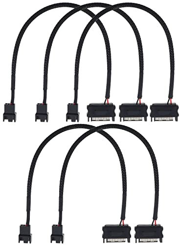 Create idea 5PCS SATA 15Pin A 3Pin/4Pin PC Ventilador con Caja Cable Adaptador Corriente Conector PWM SATA Enfriador Computadora Ventilador Refrigeración Cable de Extensión Alimentación 30cm