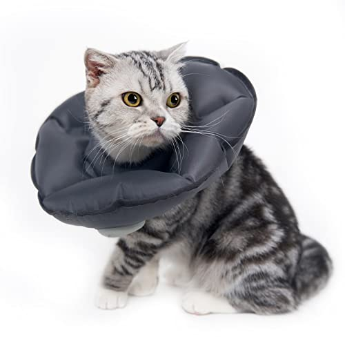 MayMaw Balloon Halskrause Katze Soft, Handpresse Aufblasbare Halskrause Katze Halsband, Nach Operation und Verletzungen für Welpen, Faltbarer Leichter E-Kragen für Katzen und Kätzchen