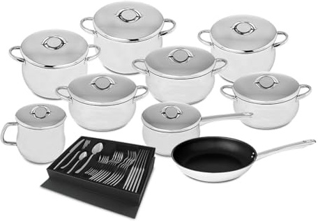 Silampos Domus Kochgeschirr-Set, Edelstahl, hergestellt in Portugal, 17-teilig
