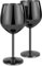 Livole Cocktailgläser aus Edelstahl, Rotweingläser mit Stiel, Unzerbrechlich Weingläser, 18Oz 550ml Sektgläser, Champagner Gläser Set für Partys, Picknicks, Camping, Schwarz (2er Pack)