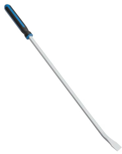 Dunnet Tools 36 Inch Extra Long Pry Bar Heavy Duty Hand Tools Forged Steel 900mm Pry Tool With Hammer Strike Cap 30 Degree Angled Tip Prybar With TPR Grip Handle For Automotive Mechanics Tools Crowbar
