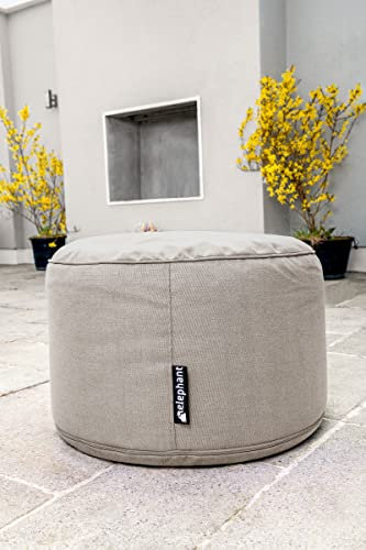 Elephant Living - Ulko Pouf - Premium Outdoor/Indoor Hocker rund - Wetterfest für Balkon & Garten - kombinierbar mit Outdoor Sitzsack/Sessel (Creme)