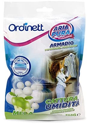 Ordinett Deumidificatore Cristalli per Armadio/Interni | Profumazione Mela | 210 gr | Elimina Umidità e Cattivi Odori