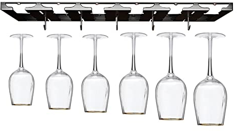 WORDFUN Portabicchieri Supporto con 5 Binari, Porta Calici Sottopensile Appendi Bicchieri, Organizzatore di Stoccaggio di Bicchieri di Vino, Spaziatura Regolabile tra Tazzine E Scanalature