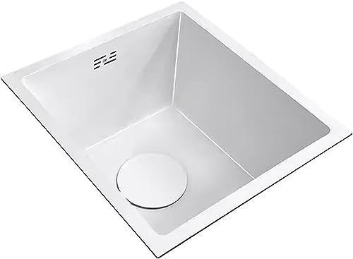 Fregadero de Cocina Blanco Fregadero de Acero Inoxidable Fregadero bajo encimera Fregadero de Barra Esquina de café Fregadero pequeño Resistente a Altas temperaturas (Tamaño: 45x40