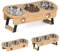 Optyuwah Raised Cat Bowls with Stand, 15° Tilted Elevated Cat Food Bowl, 2 Heights Cat Food and Water Bowls with 3 Stainless Steel Bowls, Raised Pet Bowl for Cats, Small Dog, Kitten, Puppy