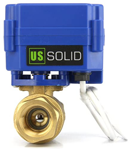 U.S. Solid Motorisierter Kugelhahn - G3/4 Messing-Elektrischer Kugelhahn, Standardport, 9-24V AC/DC und 3-Draht-1-Wege-Positive-Break-Setup