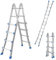 TOPWAY Aluminium Telescopic Multi Purpose Foldable Combination Step Ladder System 6 Steps RUNGS, 6.2 Metres Extension Ladder with Non-slip Steps 338474