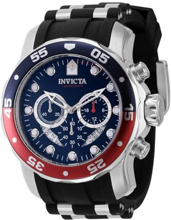 Invicta Pro Diver 44521 Herren Uhr - Wasserdicht - Analog - Quarzuhrwerk - Edelstahl mit blauen zifferblat - 48mm