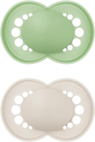 MAM Original Soothers Lot de 2 tétines pour enfant de 16 mois et plus, livrées dans une boîte stérilisatrice, matériaux durables, accessoires pour bébé Crème (différents modèles)