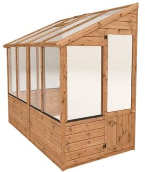 Waltons 8x4 Lean-To Wooden Greenhouse | Shiplap Tongue & Groove Pent Roof | UV Resistant Styrene Glazing | Space-Saving Design | Roof Vent for Climate Control | PEFC Timber | Handmade in UK