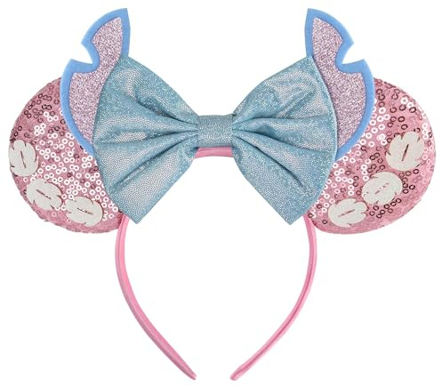 TTDCQQID Serre-tête avec oreilles de souris, Avec nœud à paillettes, serre-têtes avec oreilles de souris à paillettes, pour les jeux de rôle, les fêtes d'anniversaire, enfants et adultes (C)