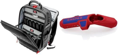KNIPEX 00 21 50 LE Werkzeugrucksack Modular X18 leer & ErgoStrip® Universal-Abmantelungswerkzeug für Rechtshänder 135 mm 16 95 01 SB