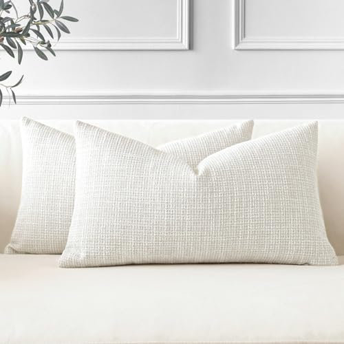 OTOSTAR Kissenbezüge, Leinen, 40 x 60 cm, Beige, Landhaus-Kissenbezüge, 40 x 60 cm, Lendenkissenbezüge für Zuhause, Sofa, Couch, Bett, Beige, 2 Stück
